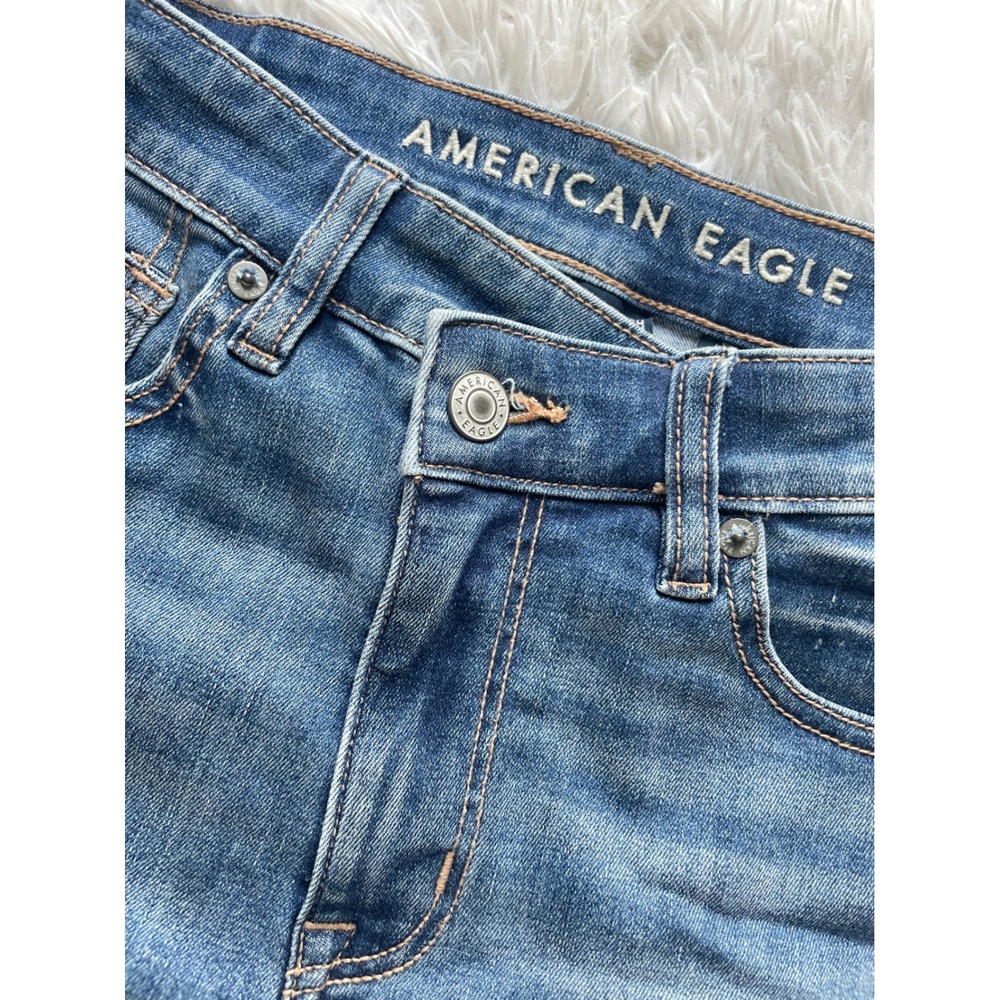 American Eagle High Rise Shortie Crossover Denim Shorts - Picture 2 of 8